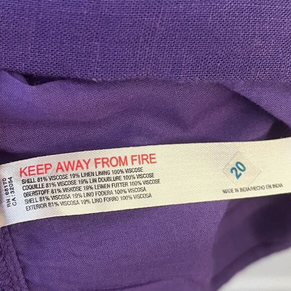 NWT Free People Vintage Summer Midi Dress Sz L Fits M Linen Blend Button Purple - Picture 11 of 16